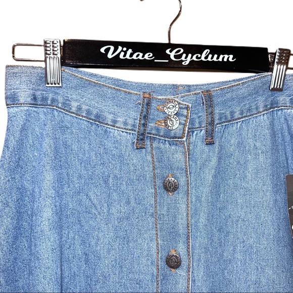 Vintage Planet-X Jeans Denim Button Front MIDI Skirt - Picture 3 of 7